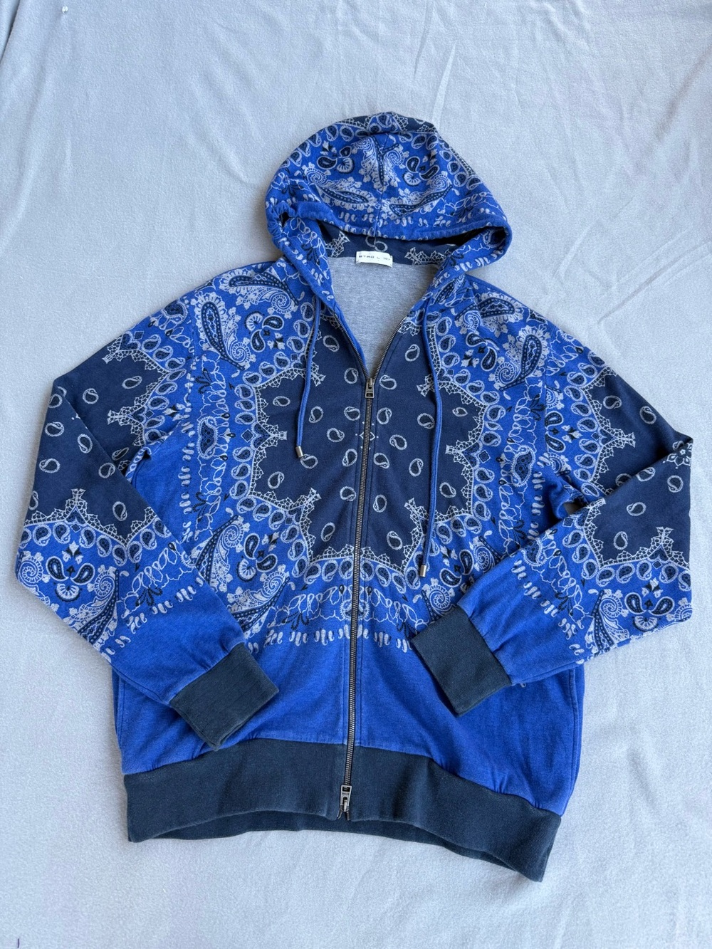 Etro Paisley  All-over floral paisley Hoodie Men Sz Large Double Zip up Jacket